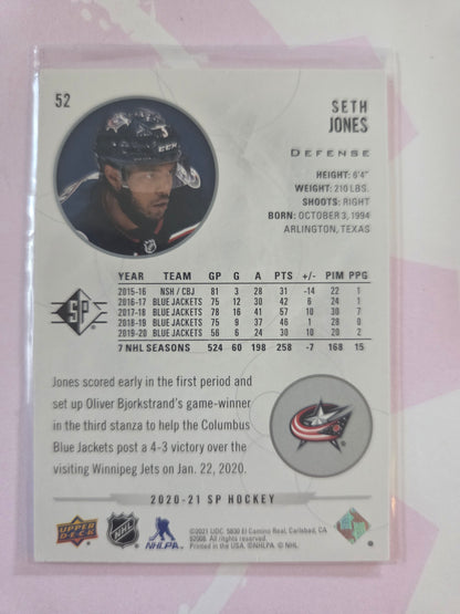 Seth Jones Upper Deck Hockey #52 [Columbus Blue Jackets]