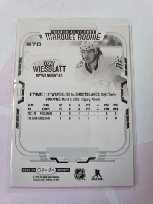 Ozzy Wiesblatt O-Pee-Chee Hockey Marquee Rookie #570 [Nashville Predators]