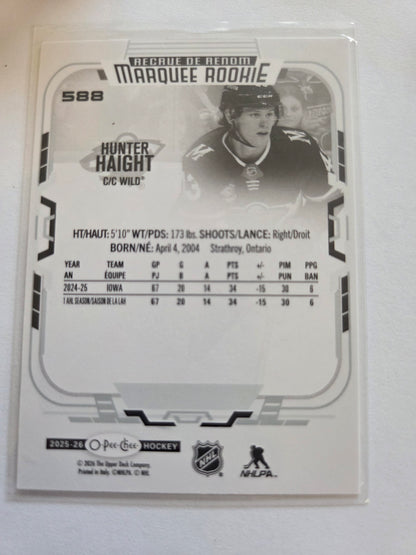 Hunter Haight O-Pee-Chee Hockey Marquee Rookie #588 [Minnesota Wild]