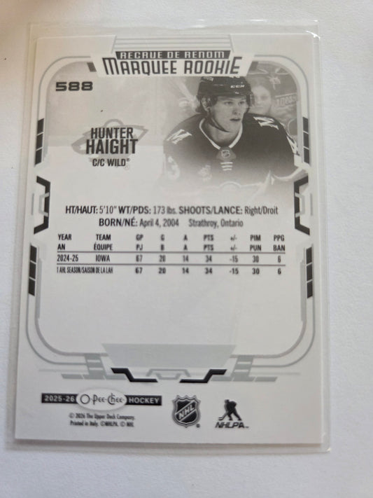 Hunter Haight O-Pee-Chee Hockey Marquee Rookie #588 [Minnesota Wild]