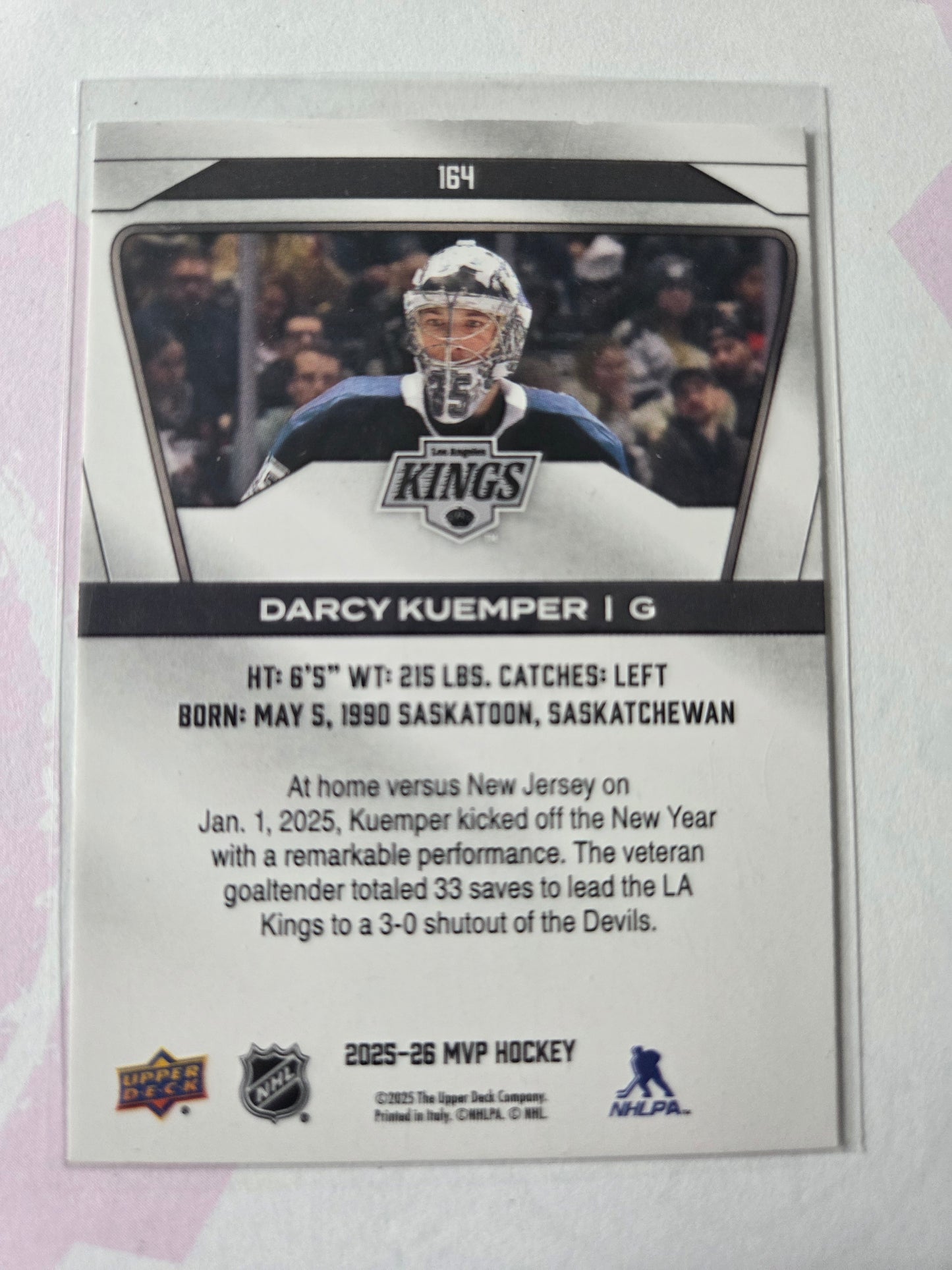 Darcy Kuemper Upper Deck MVP Hockey #164 [Los Angeles Kings]