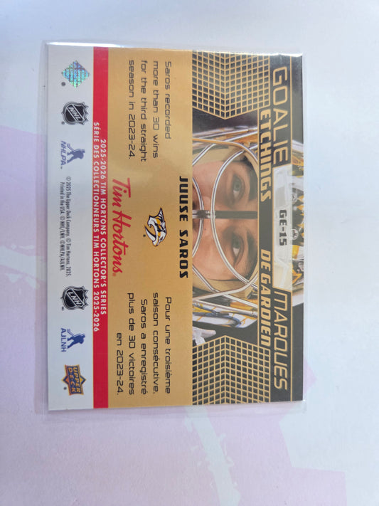 Juuse Saros Upper Deck Gold Etchings [Nashville Predators]