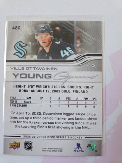 Ville Ottavianen Upper Deck Series 2 Young Gunns #480 [Seattle Kraken]