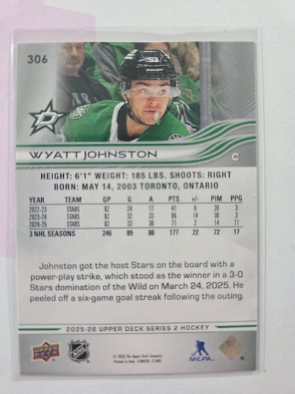 Wyatt Johnston Upper Deck Series 2 #306 [Dallas Stars]