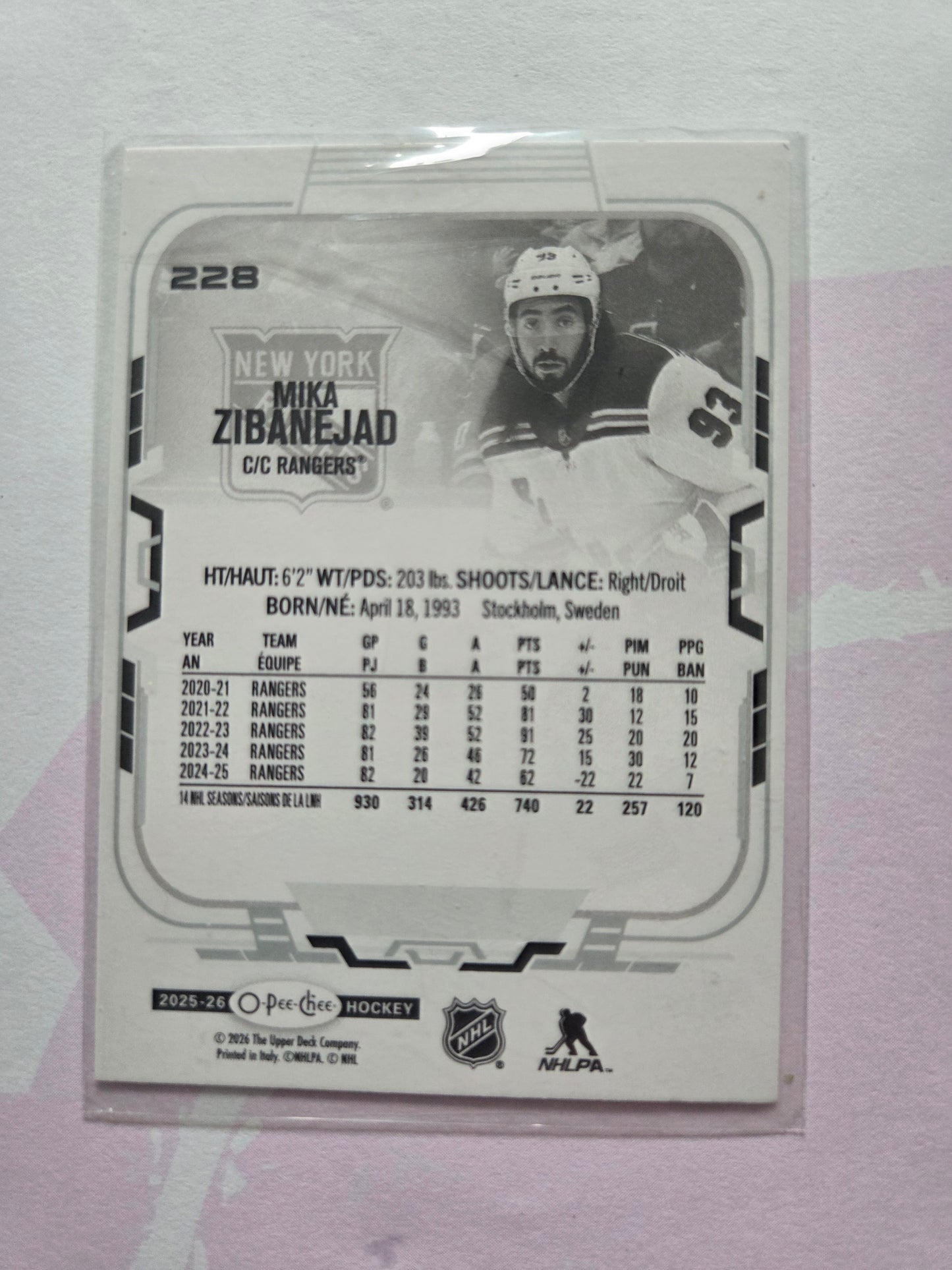 Mika Zibanejad O-Pee-Chee Hockey #228 [New York Rangers]