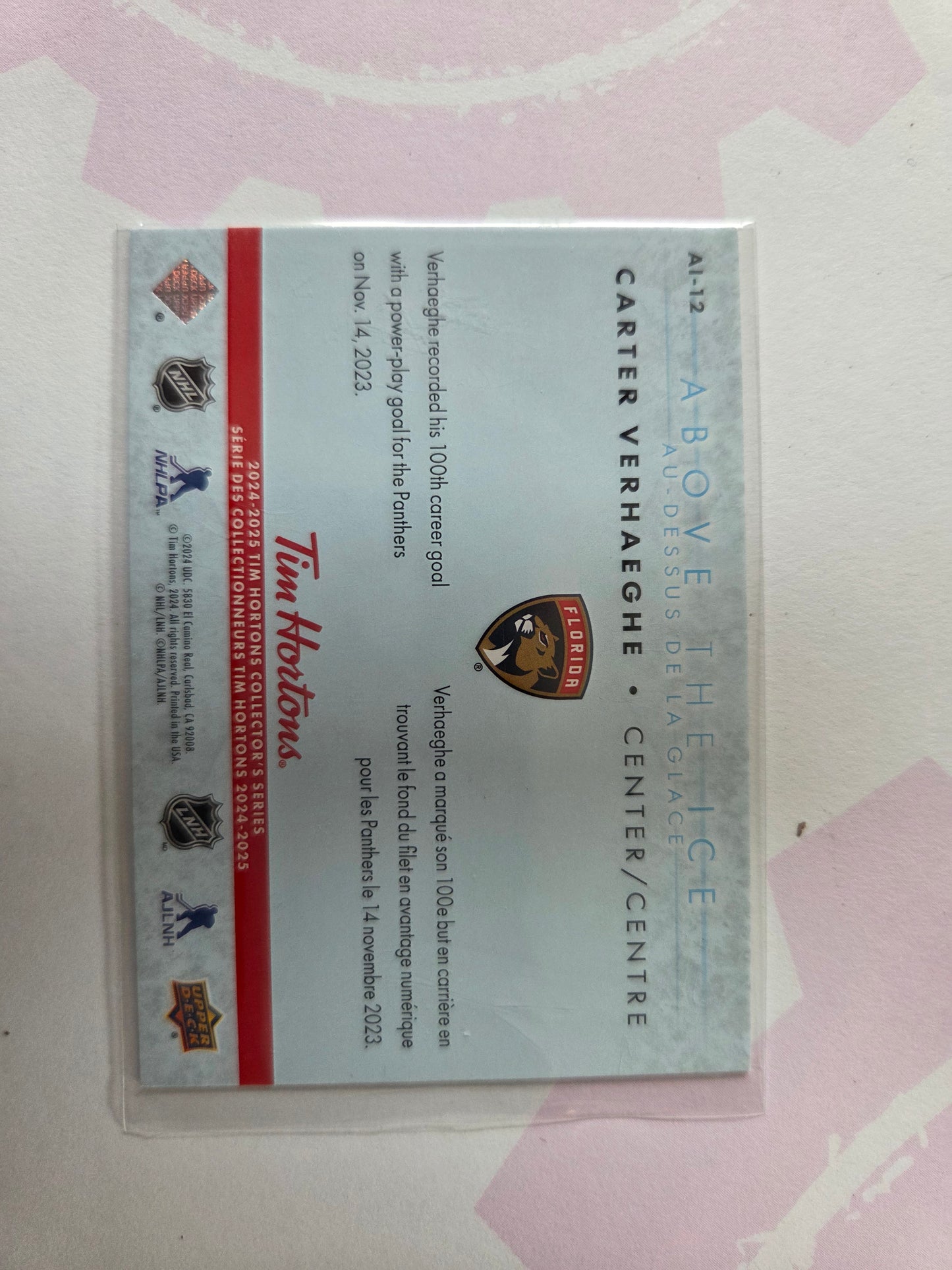 Carter Verhaeghe Upper Deck Above The Ice [Florida Panthers]