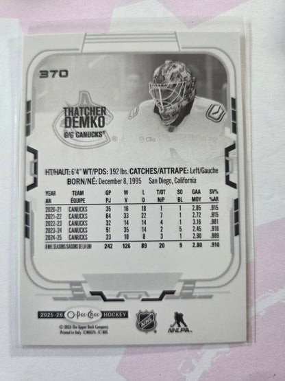 Thatcher Demko O-Pee-Chee Hockey #370 [Vancouver Canucks]