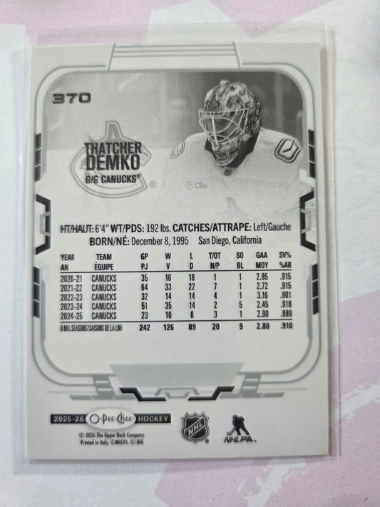 Thatcher Demko O-Pee-Chee Hockey #370 [Vancouver Canucks]