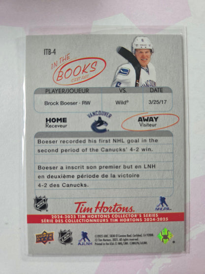 Brock Boeser Upper Deck In the Books [Vancouver Canucks]