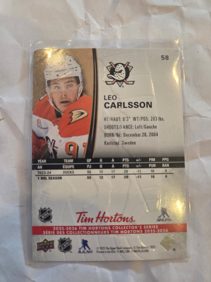 Leo Carlsson Tim Hortons Upper Deck #58 [Anaheim Ducks]