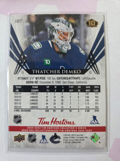 Thatcher Demko Upper Deck 10th Edition #107 [Vancouver Canucks]
