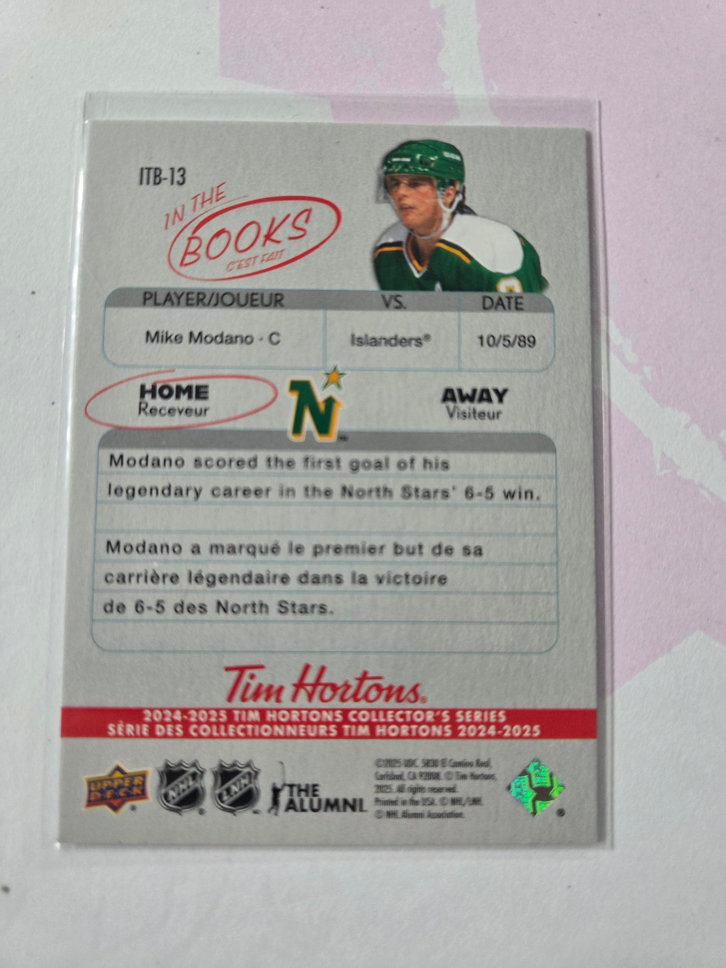 Mike Modano Upper Deck In The Books [Minnesota North Stars]