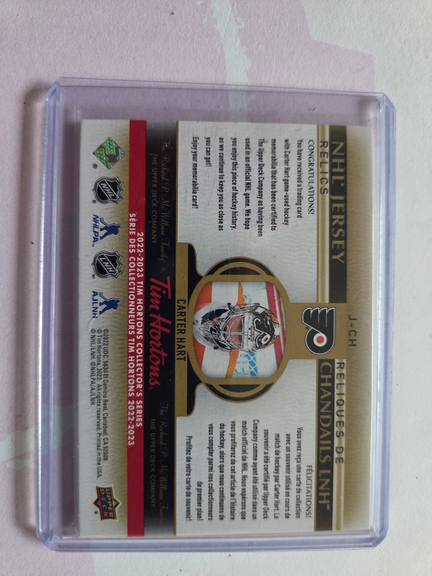 Carter Hart Upper Deck Deck NHL Jersey Relics [Philadelphia Flyers]