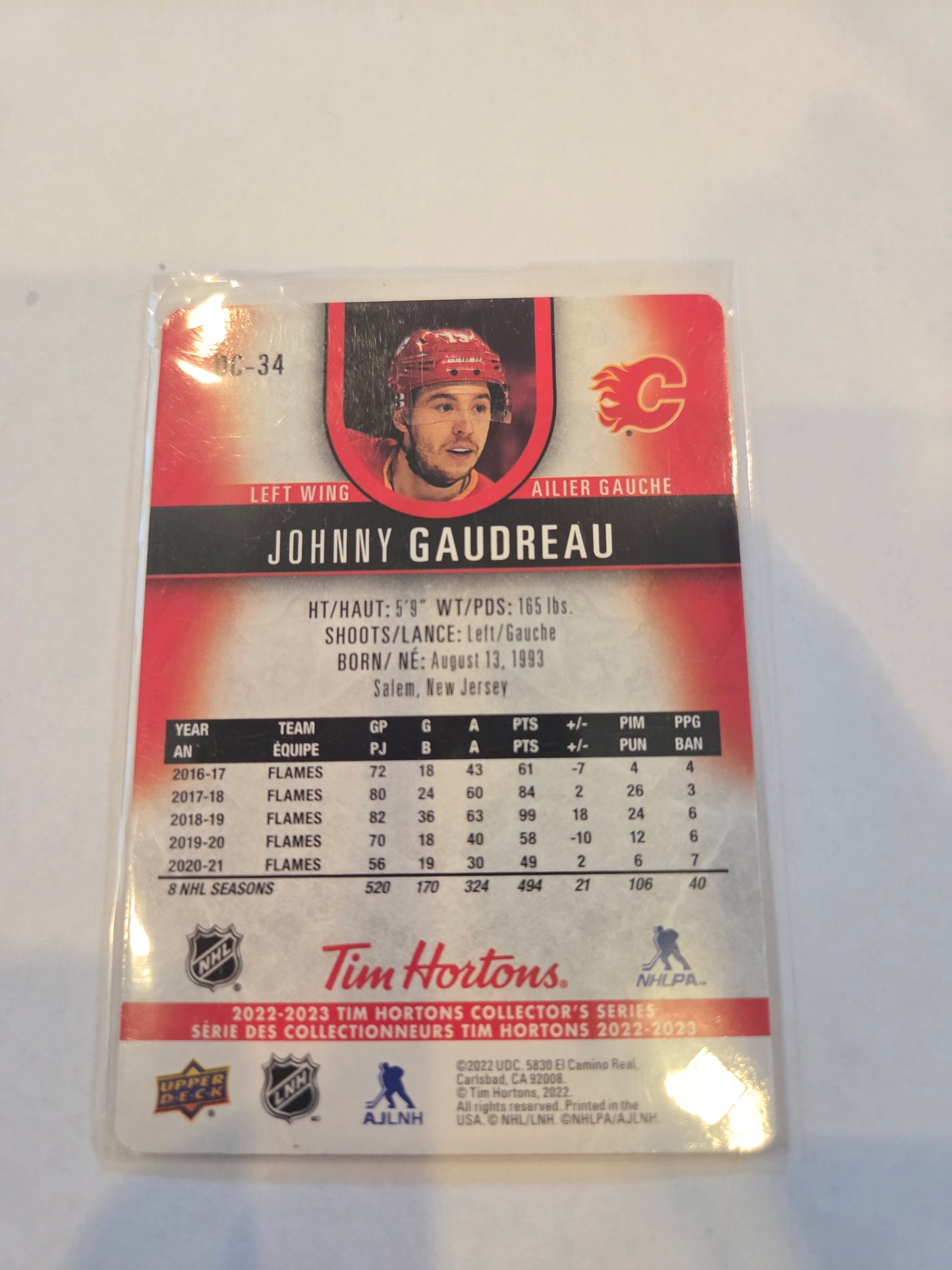 Johnny Gaudreau Red Tim Hortons Upper Deck [Calgary Flames]