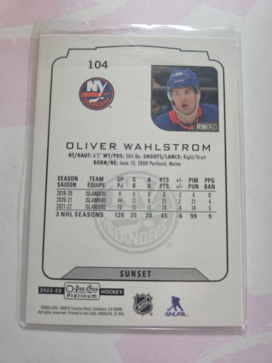 Oliver Wahlstrom Sunset O-Pee-Chee Platinum Hockey #104 [New York Islanders]