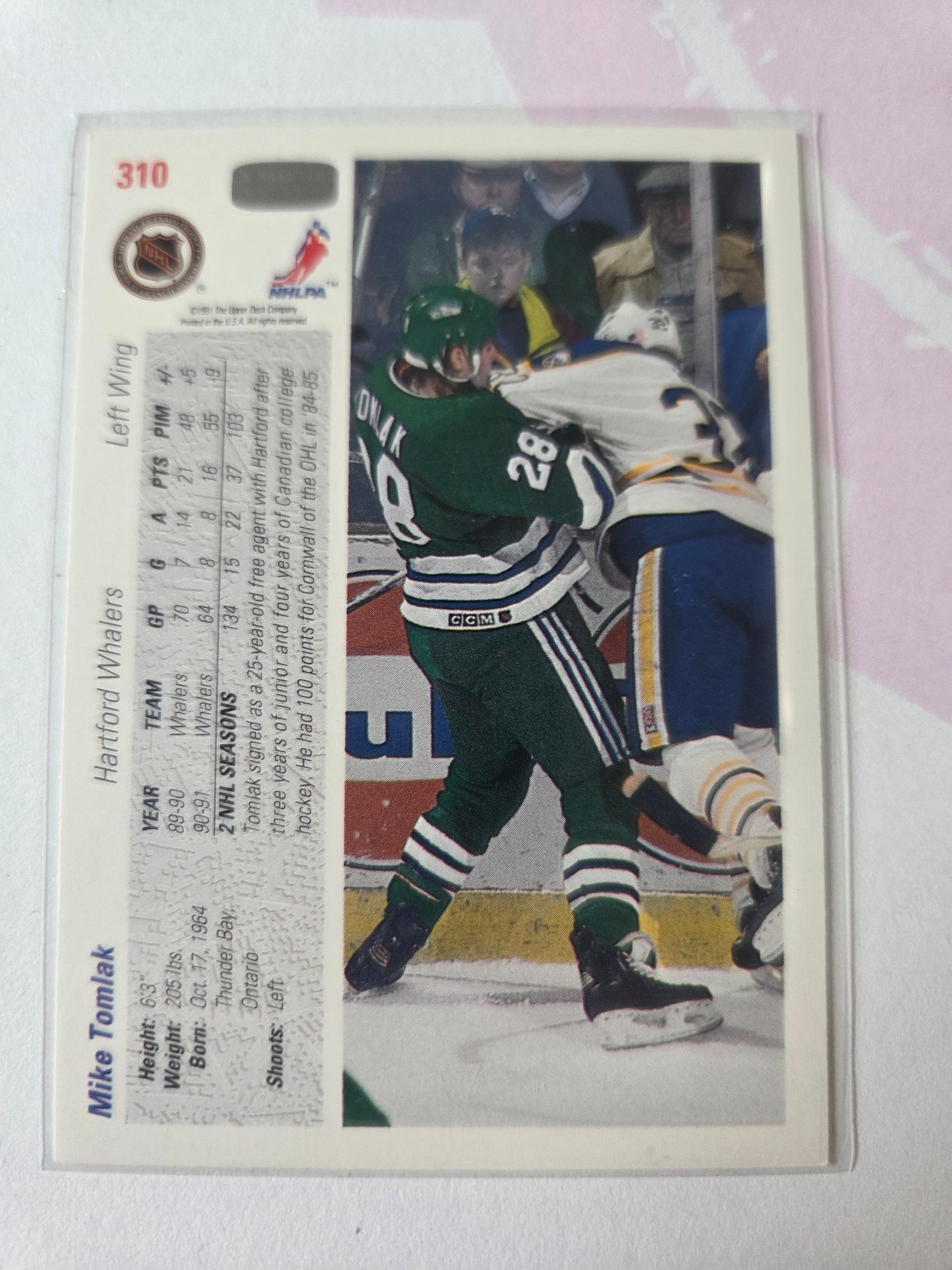 Mike Tomlak 91/92 Upper Deck #310 [Hartford Whalers]