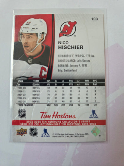 Nico Hischier Tim Hortons Upper Deck #103 [New Jersey Devils]