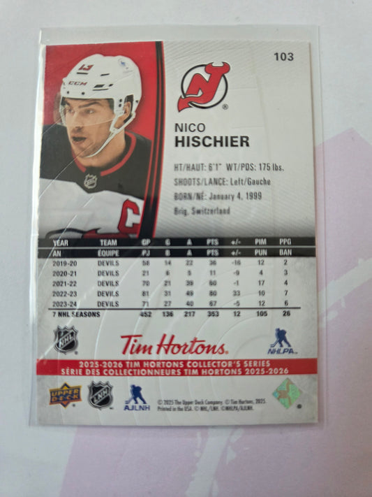 Nico Hischier Tim Hortons Upper Deck #103 [New Jersey Devils]