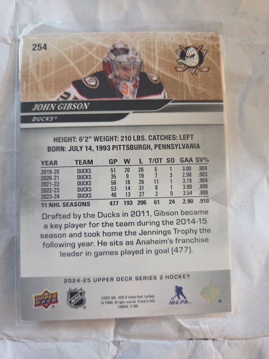 John Gibson Upper Deck Series 2 #254 [Anaheim Ducks]