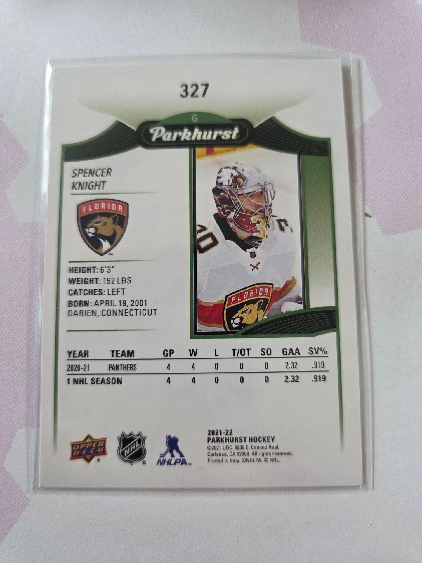 Spencer Knight Parkhurst Hockey Rookie #327 [Florida Panthers]