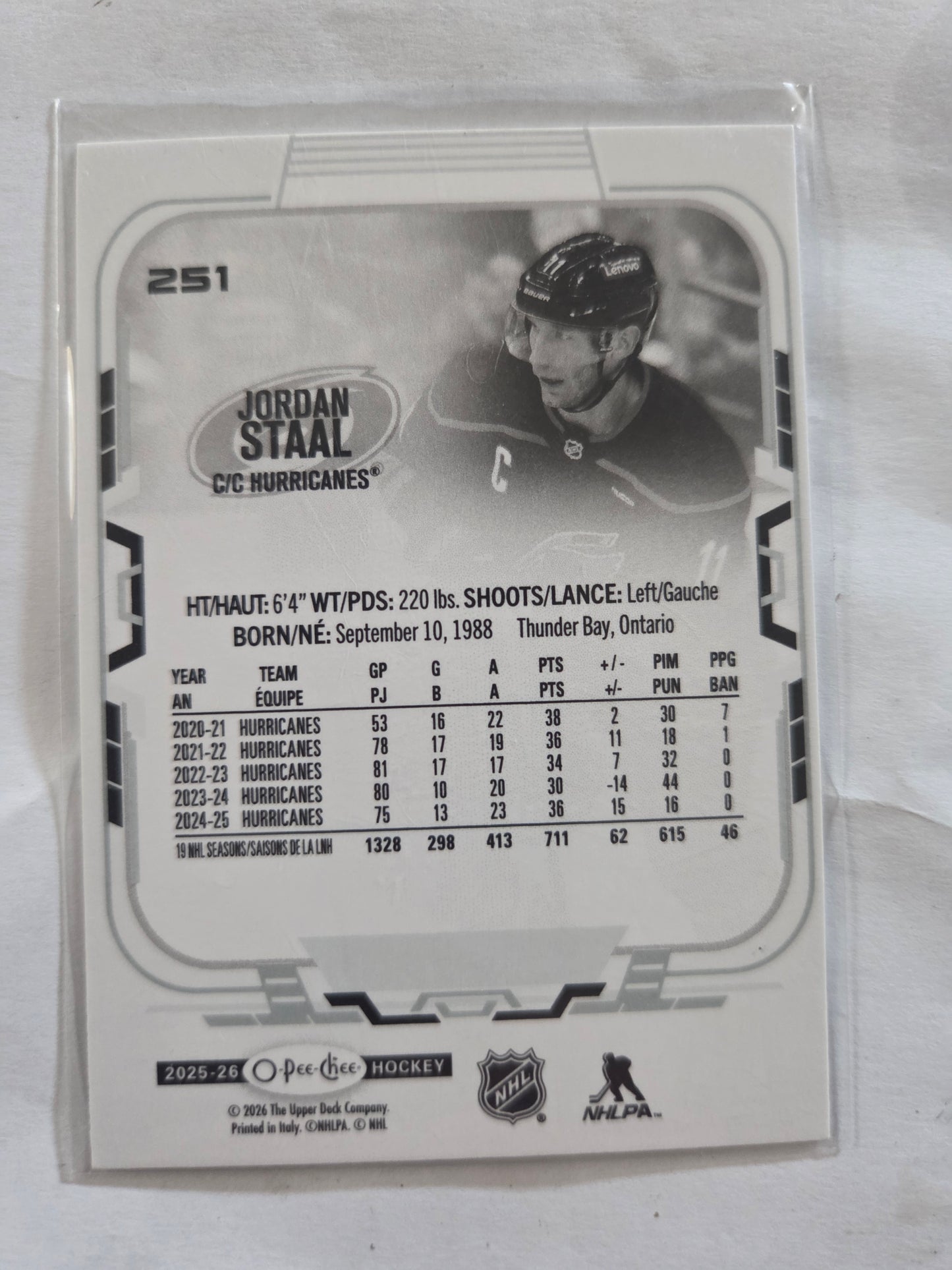 Jordan Staal O-Pee-Chee Hockey #251 [Carolina Hurricanes]