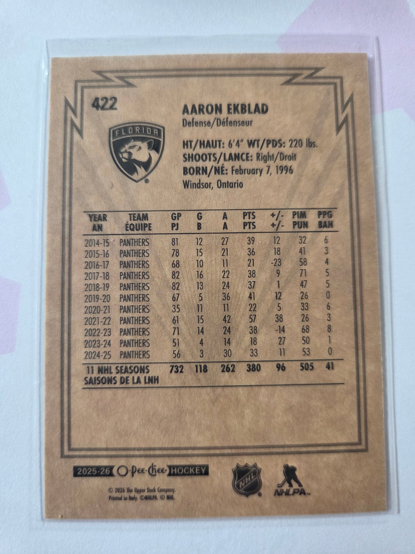 Aaron Ekblad O-Pee-Chee Hockey #422 [Florida Panthers]