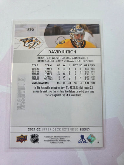David Rittich Upper Deck Extended Series #590 [Nashville Predators]
