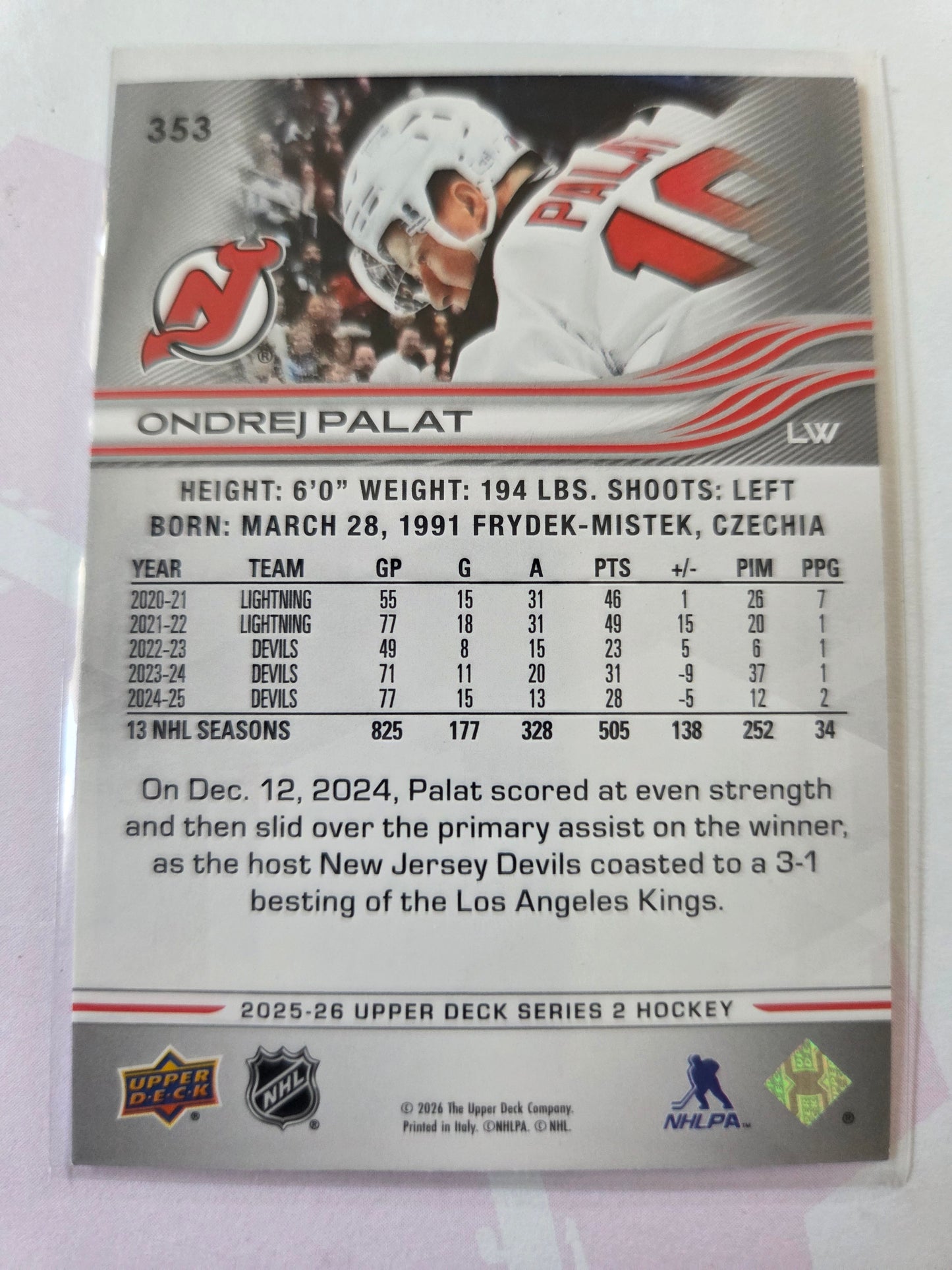 Ondrej Palat Upper Deck Series 2 #353 [New Jersey Devils]