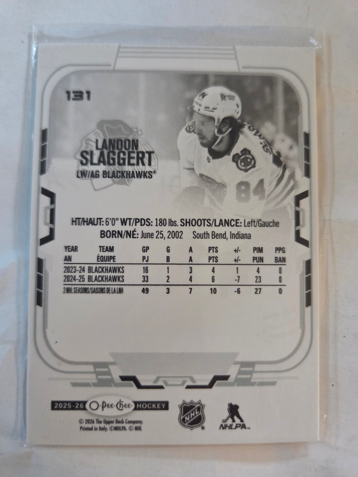 Landon Slaggert O-Pee-Chee Hockey #131 [Chicago Blackhawks]