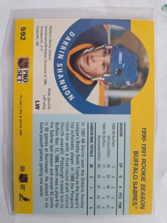 Darrin Shannon NHL Pro Set #592 [Buffalo Sabres]