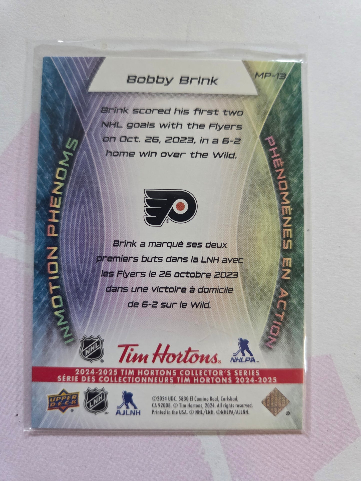 Bobby Brink Upper Deck Inmotion Phenoms [Philadelphia Flyers]