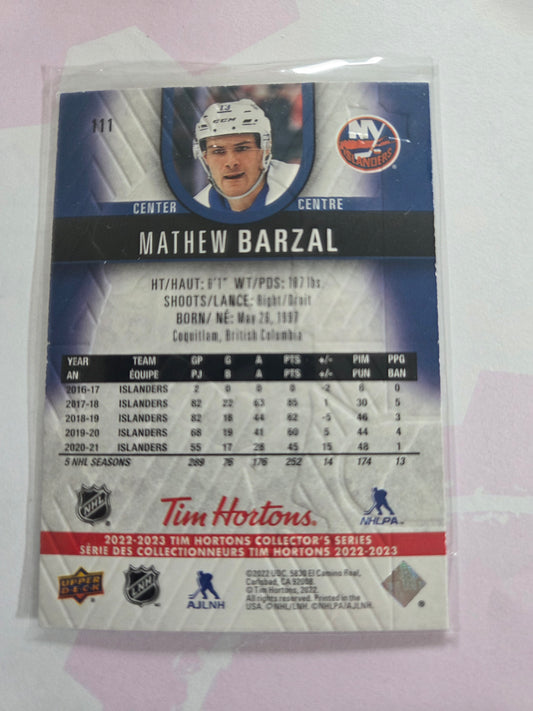 Mathew Barzal Tim Hortons Upper Deck #111 [New York Islanders]