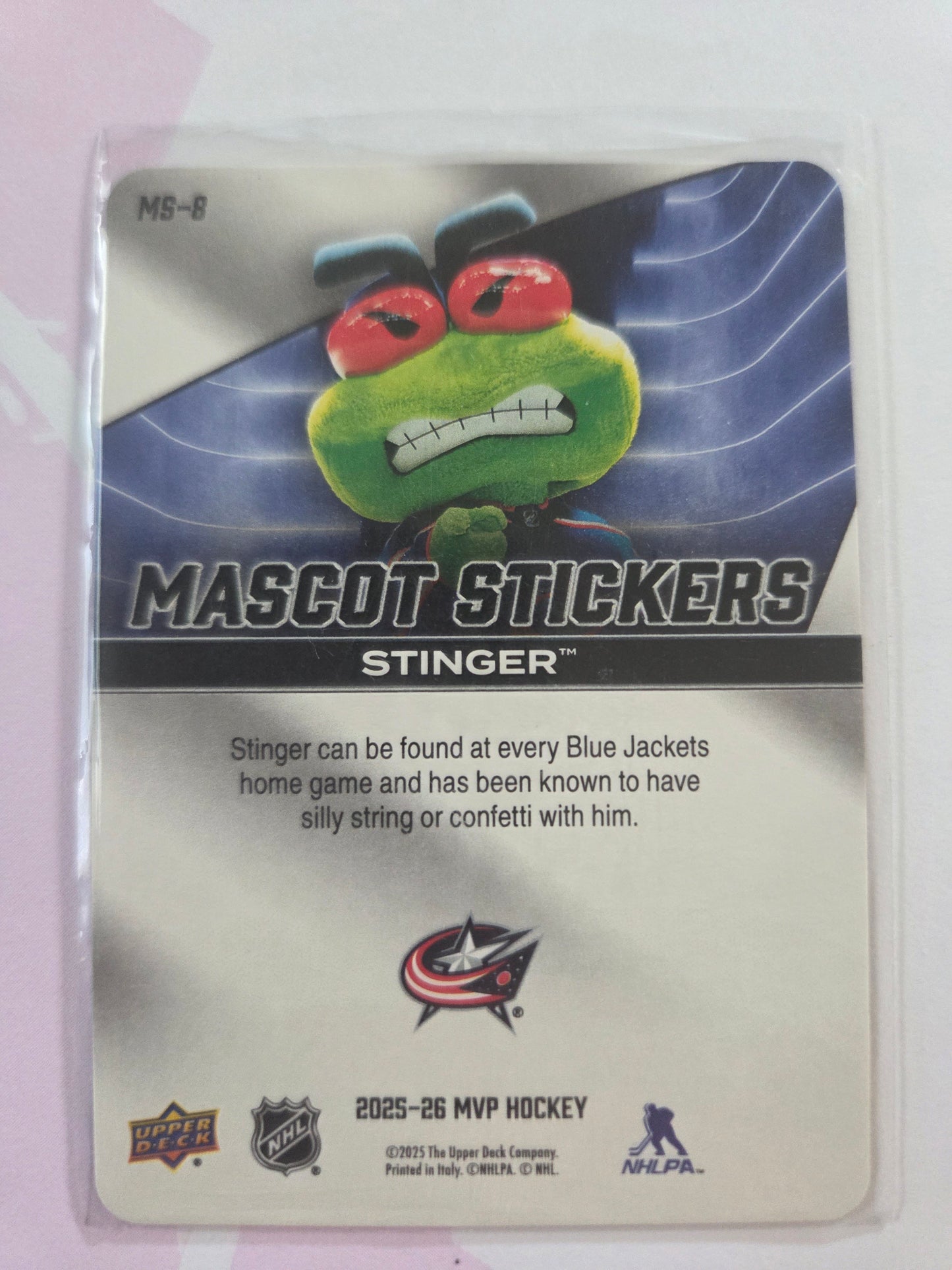 Stinger Upper Deck MVP Hockey Mascot Stickers [Columbus Blue Jackets]