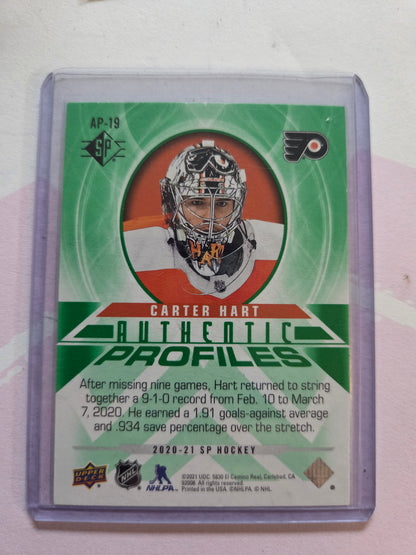 Carter Hart Upper Deck Green Authentic Profiles [Philadelphia Flyers]