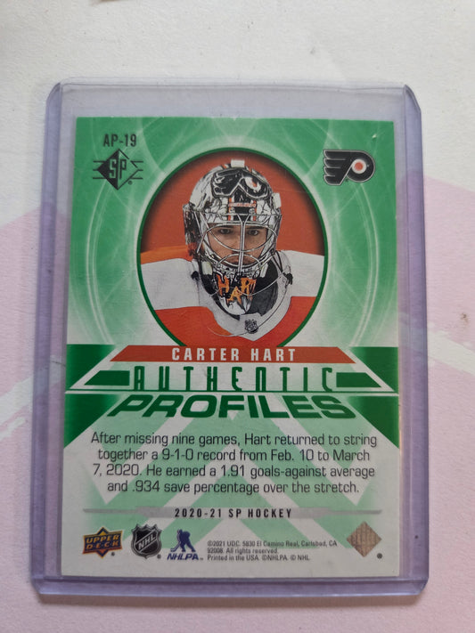 Carter Hart Upper Deck Green Authentic Profiles [Philadelphia Flyers]