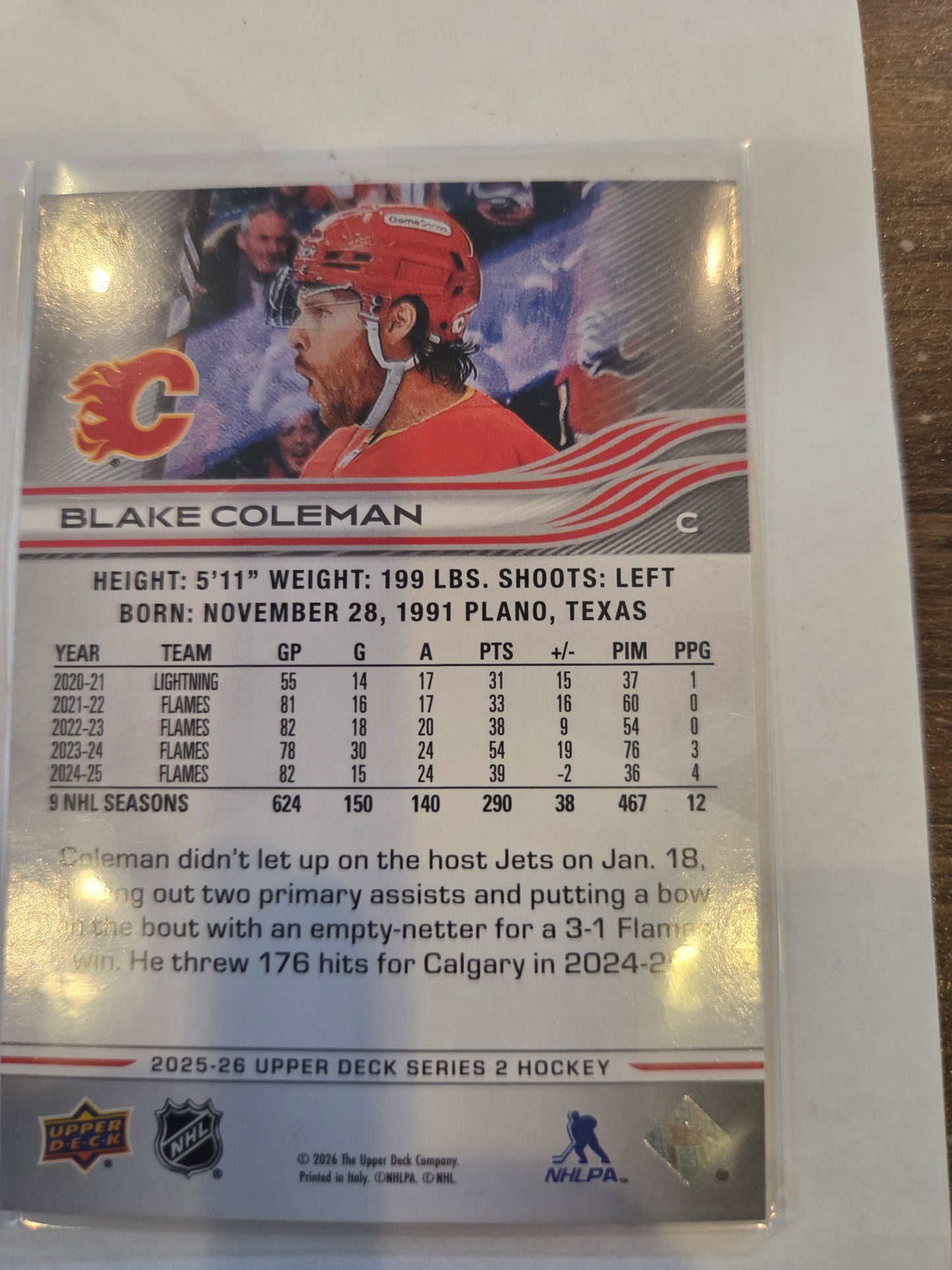 Blake Coleman Upper Deck Series 2 #274 [Calgary Flames]