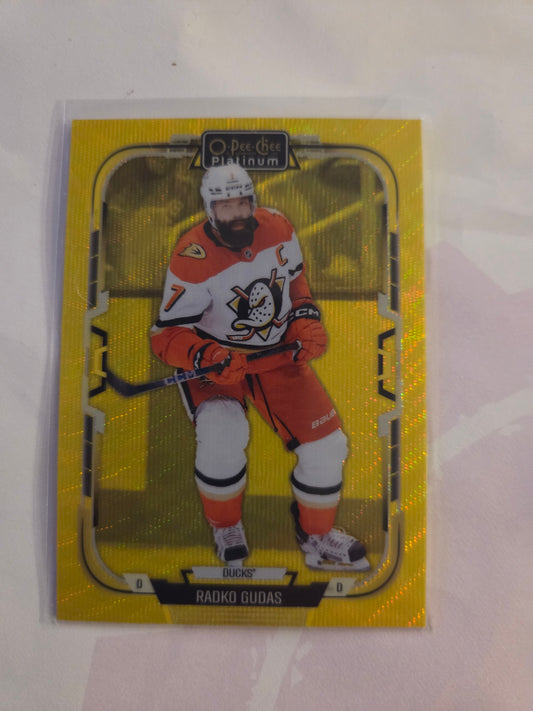 Radko Gudas O-Pee-Chee Platinum Hockey Neon Yellow Surge #97 [Anaheim Ducks]