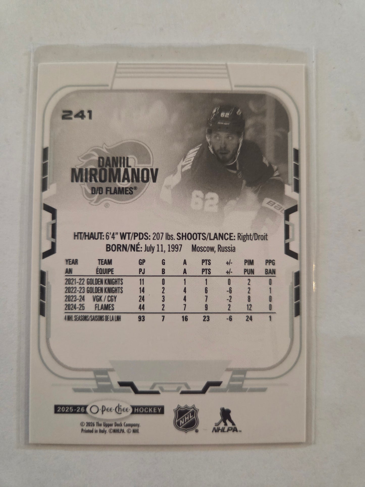 Daniil Miromanov O-Pee-Chee Hockey #241 [Calgary Flames]