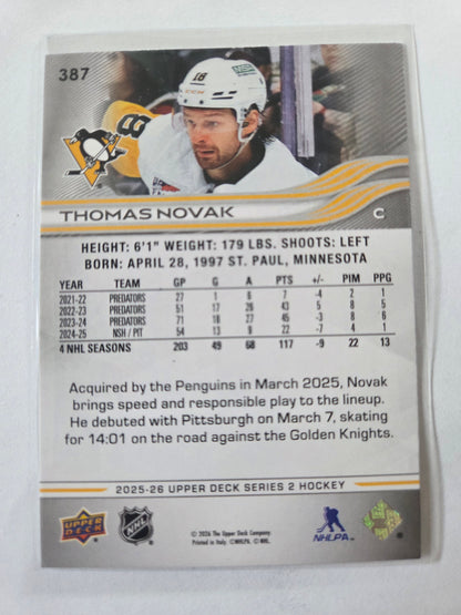 Thomas Novak Upper Deck Series 2 #387 [Pittsburgh Penguins]