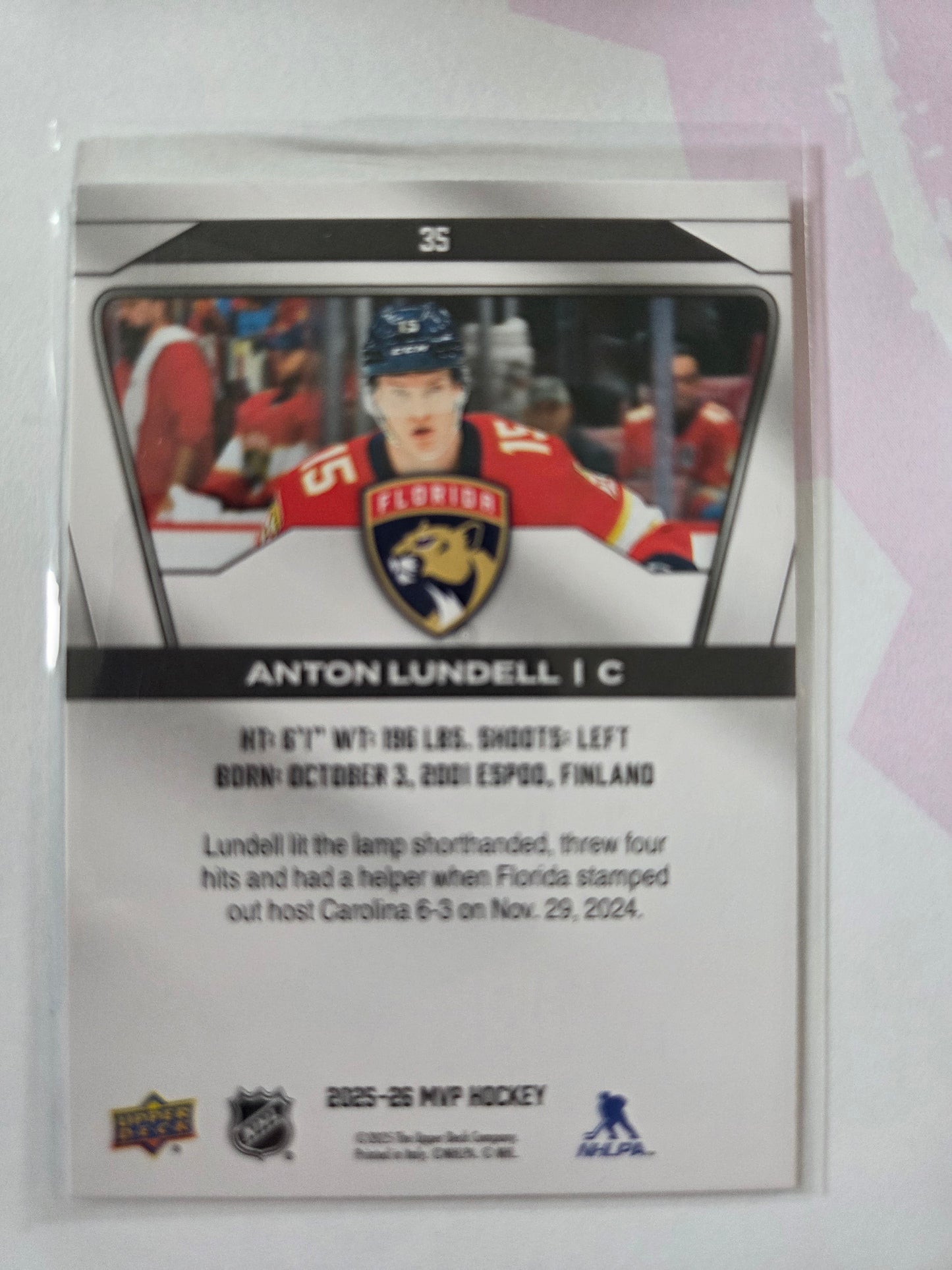 Anton Lundell Upper Deck MVP Hockey #35 [Florida Panthers]