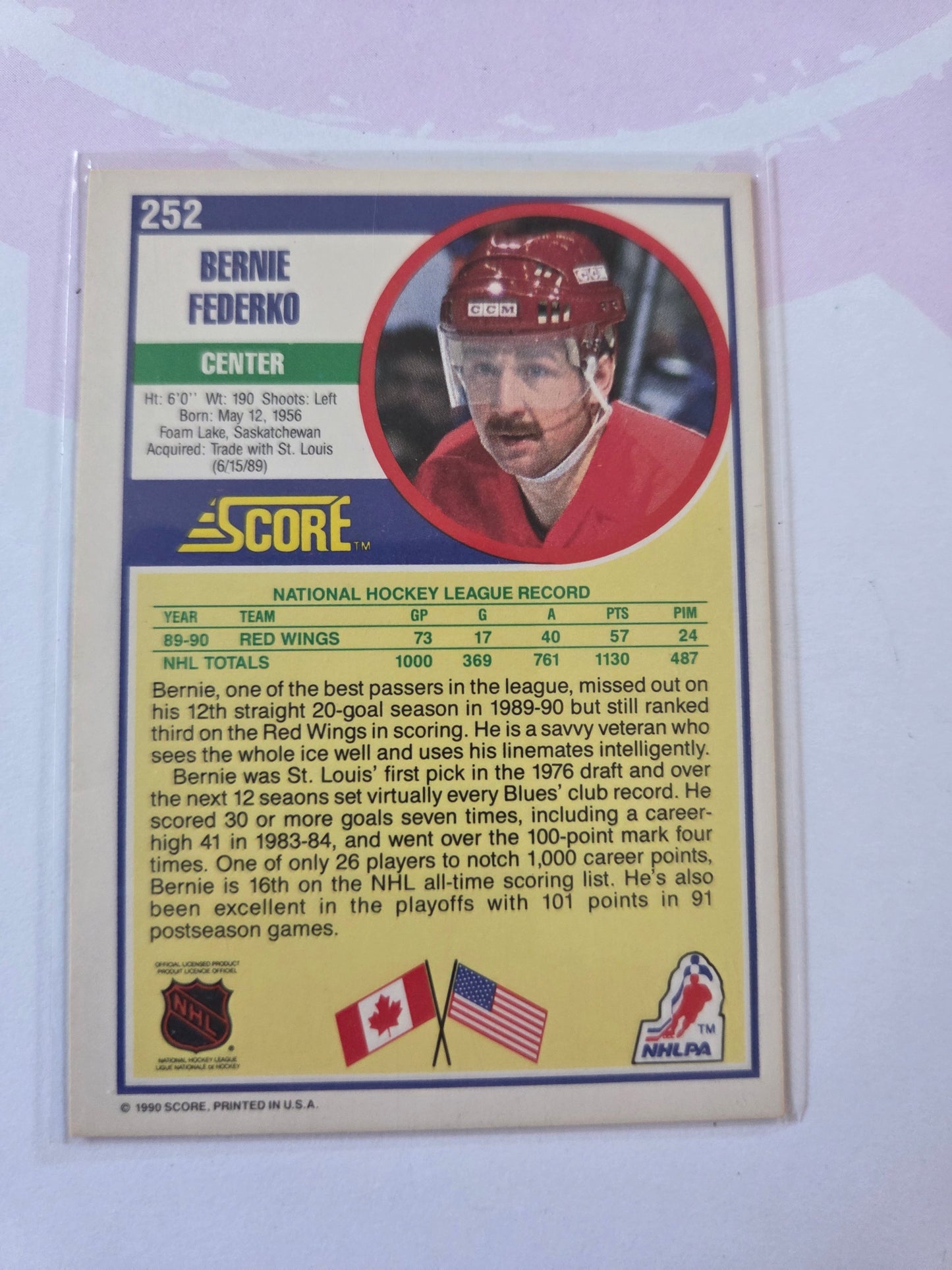 Bernie Federko NHL Score 1991 #252 [Detroit Red Wings]