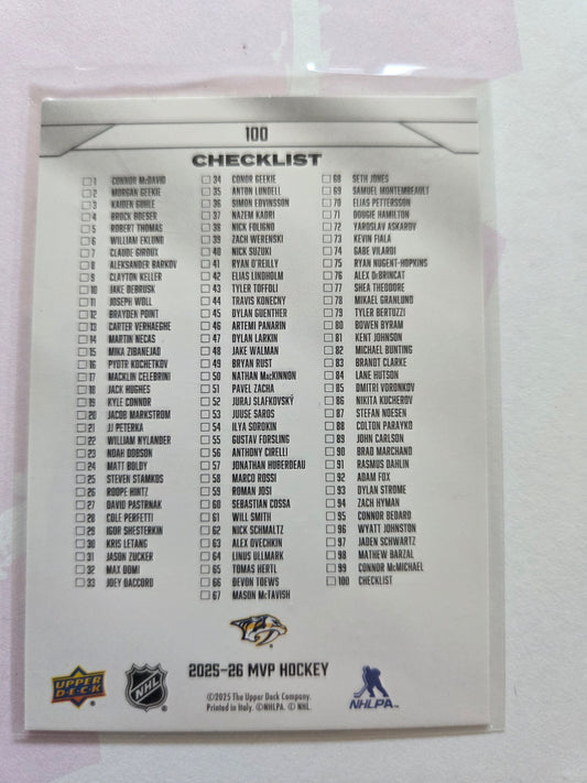 Filip Forsberg Upper Deck MVP Hockey Checklist #100 [Nashville Predators]