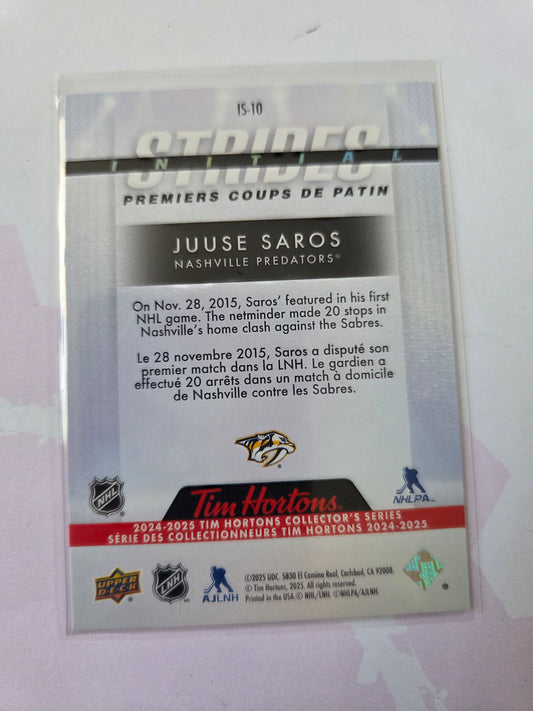 Jusse Saros Upper Deck Initail Strides [Nashville Predators]