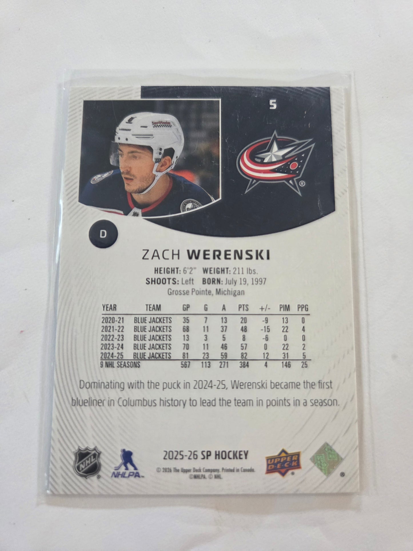 Zach Wekenski Upper Deck SP Hockey #5 [Columbus Blue Jackets]