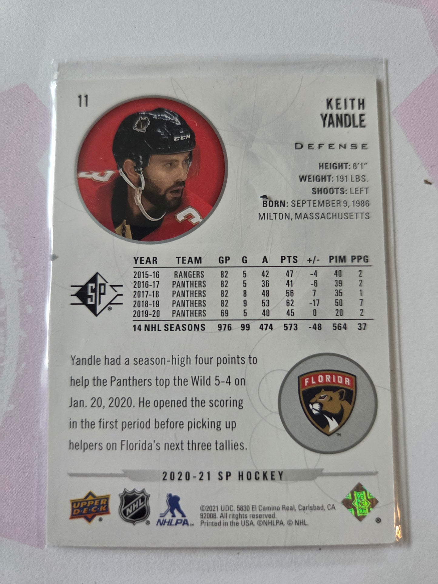 Keith Yandle SP Hockey #11 [Florida Panthers]