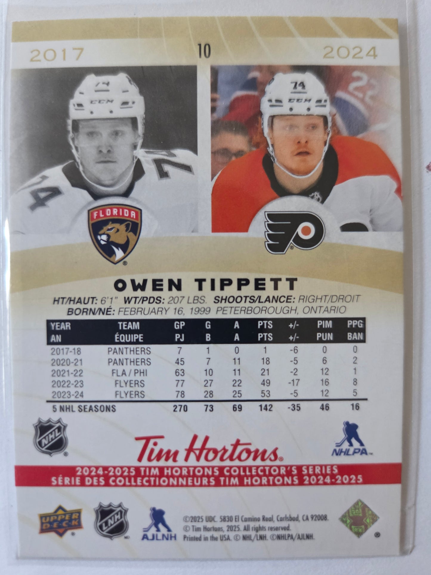 Owen Tippett Upper Deck Tim Hortons #10 [Philadelphia Flyers]