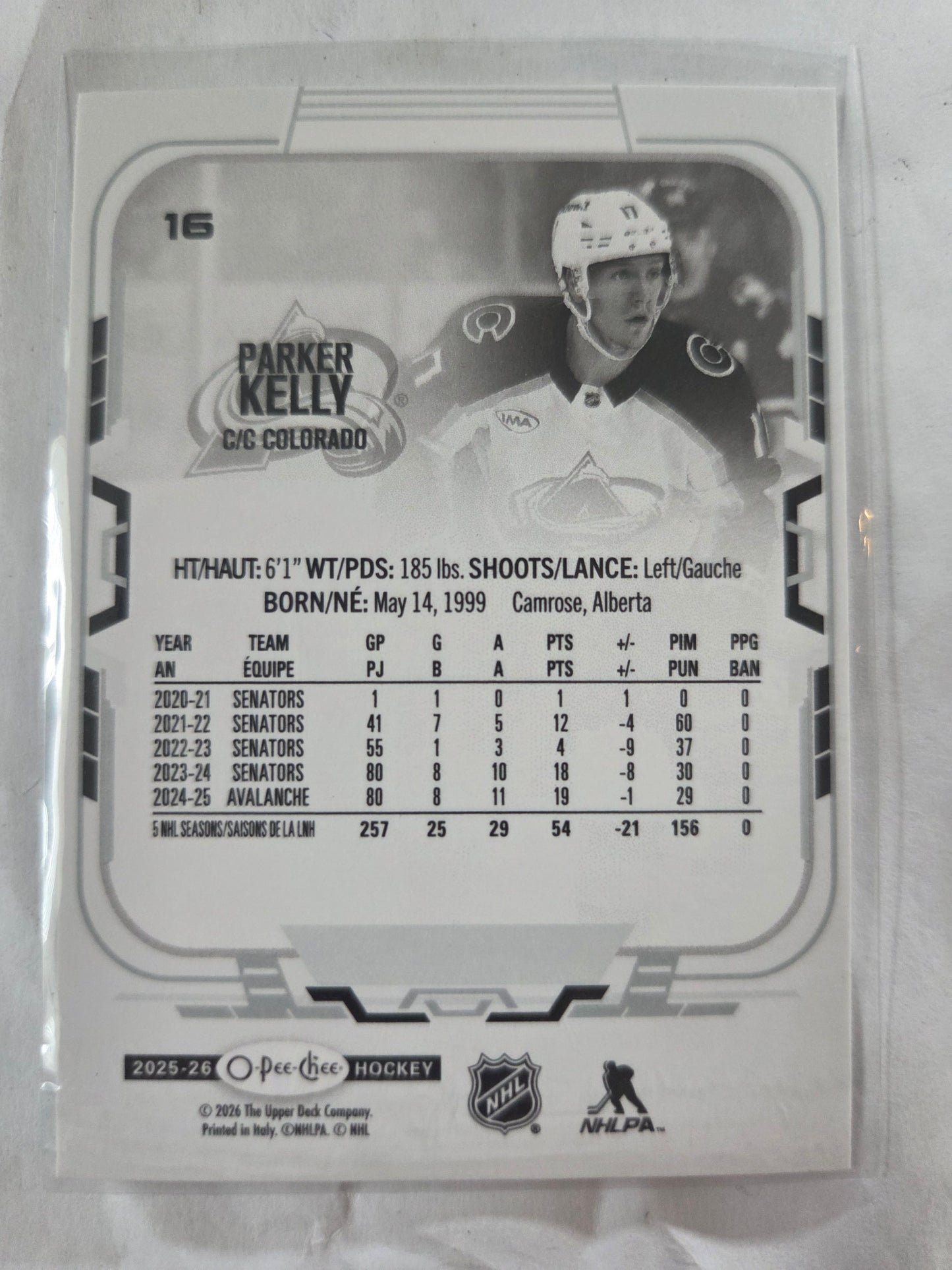 Parker Kelly O-Pee-Chee Hockey #16 [Colorado Avalanche]