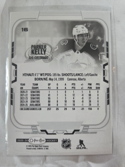 Parker Kelly O-Pee-Chee Hockey #16 [Colorado Avalanche]