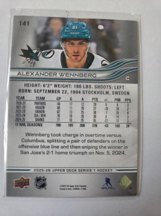 Alexander Wennberg Upper Deck Series 1 #141 [San Jose Sharks]
