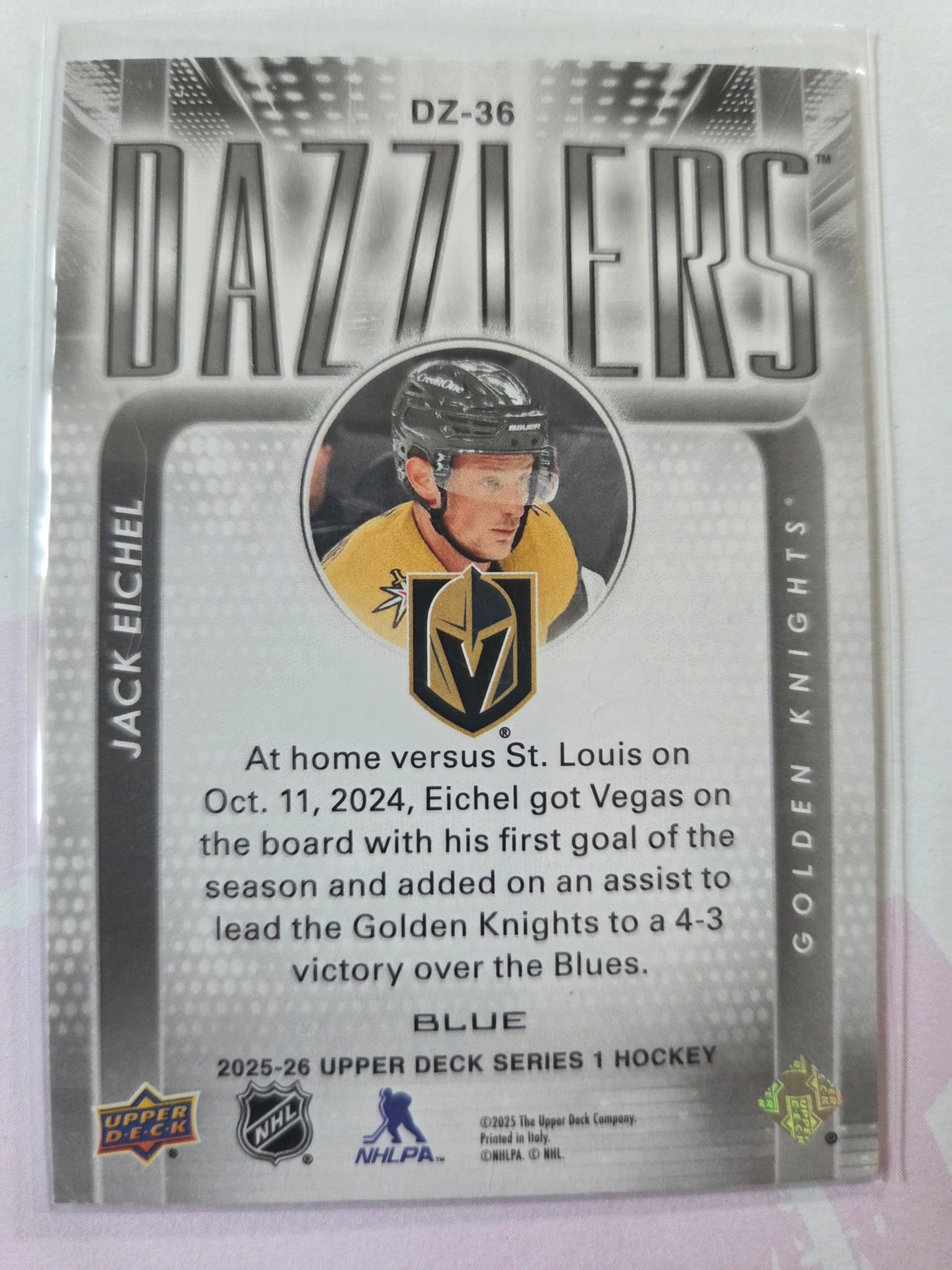 Jack Eichel Upper Deck Series 1 Blue Dazzlers [Las Vegas Golden Knights]